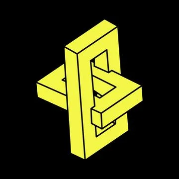 Impossible shapes, optical illusion, vector. Optical art object. Geometric Stock Illustration