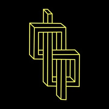 Impossible shapes, optical illusion, vector. Optical art object. Escher style Stock Illustration