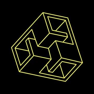 Impossible shapes, optical illusion, vector. Optical art objects. Geometric Stock Illustration