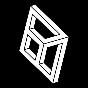 Impossible shapes. Sacred geometry. Escher paradox. Optical illusion figure Illustrazione stock