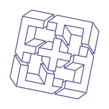 Impossible shapes. Sacred geometry figure. Optical illusion. Abstract eternal Illustrazione stock