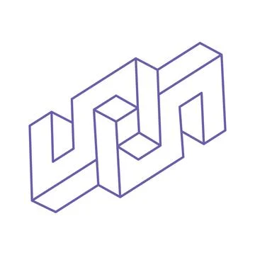 Impossible shapes. Sacred geometry figure in trendy 2022 Very Peri color Stock Illustration