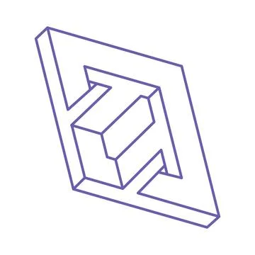 Impossible shapes. Sacred geometry figure. Optical illusion logo. Abstract Stock Illustration