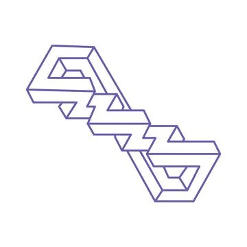 Impossible shapes. Sacred geometry figure. Optical illusion. Abstract eternal Stock Illustration