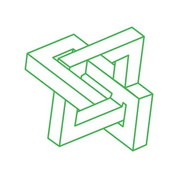 Impossible shapes. Sacred geometry figure. Optical illusion. Abstract eternal Stock Illustration