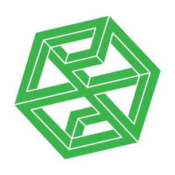Impossible shapes. Sacred geometry figure. Optical illusion logo. Abstract Stock Illustration