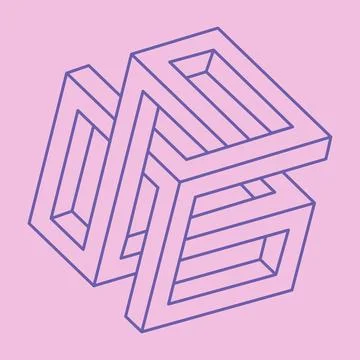 Impossible shapes. Sacred geometry figures. Optical illusion. Abstract eternal Illustrazione stock