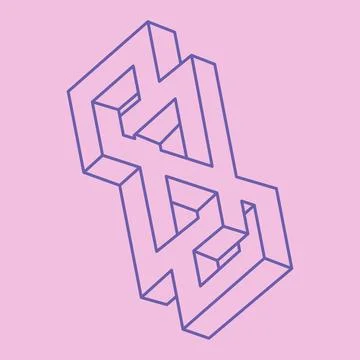Impossible shapes. Sacred geometry figures. Optical illusion. Abstract eternal Stock Illustration