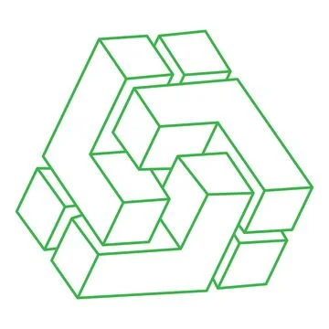 Impossible shapes. Sacred geometry figures. Optical illusion. Abstract eternal Illustrazione stock