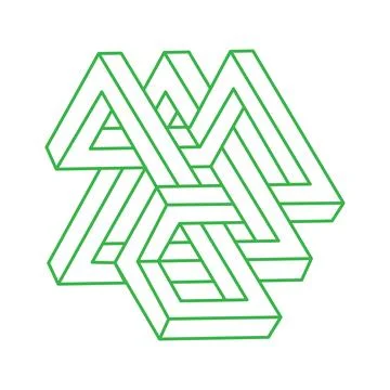 Impossible shapes. Sacred geometry figures. Optical illusion. Abstract eternal Stock Illustration
