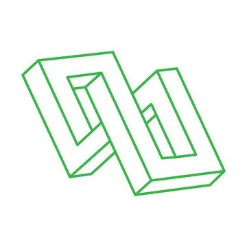 Impossible shapes. Sacred geometry green figure. Optical illusion. Abstract Illustrazione stock