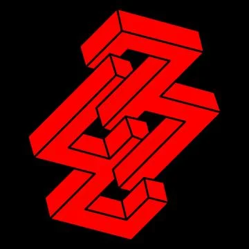Impossible shapes. Sacred geometry logo. Optical illusion figure. Abstract Illustrazione stock