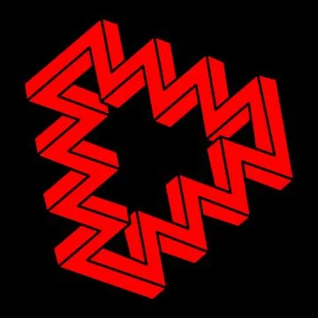 Impossible shapes. Sacred geometry logo. Optical illusion figure. Abstract Illustrazione stock