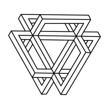 Impossible shapes. Sacred geometry. Optical illusion. Abstract eternal geometric Illustrazione stock