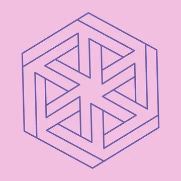 Impossible shapes. Sacred geometry. Optical illusion logo. Abstract eternal Stock Illustration