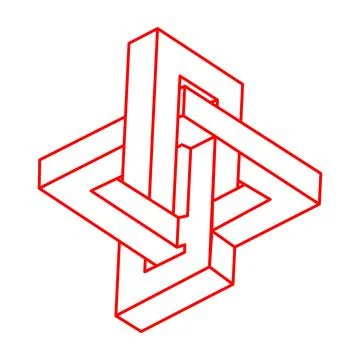 Impossible shapes. Sacred geometry. Optical illusion figure. Abstract eternal Illustrazione stock