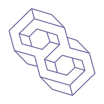 Impossible shapes. Sacred geometry. Optical illusion logo. Abstract eternal Stock Illustration