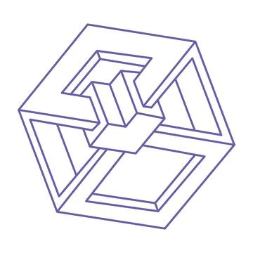 Impossible shapes. Sacred geometry. Optical illusion figures. Abstract eternal Stock Illustration