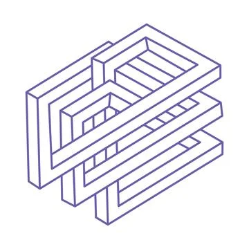 Impossible shapes. Sacred geometry. Optical illusion figures. Abstract eternal Stock Illustration