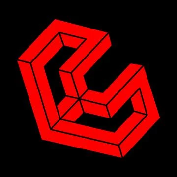 Impossible shapes. Sacred geometry. Optical illusion logo. Abstract eternal Stock Illustration