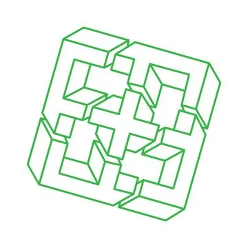 Impossible shapes. Sacred geometry. Optical illusion. Logo. Abstract eternal Stock Illustration