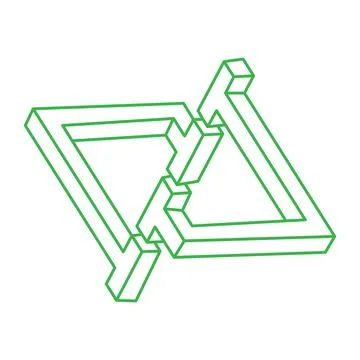 Impossible shapes. Sacred geometry. Optical illusion logo. Abstract eternal Stock Illustration