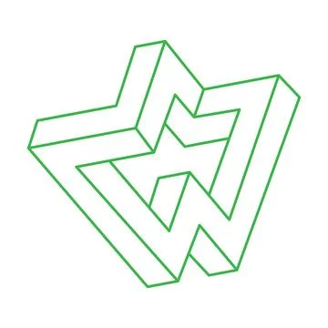 Impossible shapes. Sacred geometry. Optical illusion logo. Abstract eternal Stock Illustration