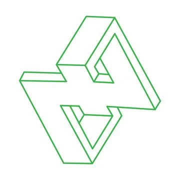 Impossible shapes. Sacred geometry. Optical illusion logo. Abstract eternal Stock Illustration