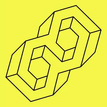 Impossible shapes. Sacred geometry. Optical illusion figure. Abstract eternal Stock Illustration