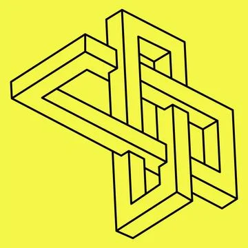 Impossible shapes. Sacred geometry. Optical illusion shape. Abstract eternal Stock Illustration