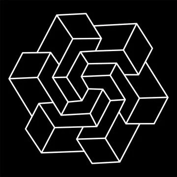 Impossible shapes. Sacred geometry. Optical illusion. Abstract eternal geometric Stock Illustration