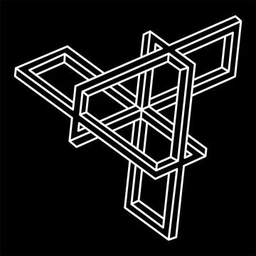 Impossible shapes. Sacred geometry. Optical illusion. Abstract eternal geometric Stock Illustration