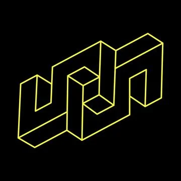Impossible shapes. Sacred geometry. Optical illusion figures. Abstract eternal Illustrazione stock