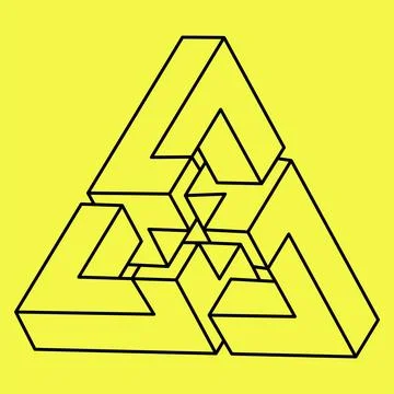 Impossible shapes. Sacred geometry triangle. Optical illusion figure. Abstract Stockillustratie