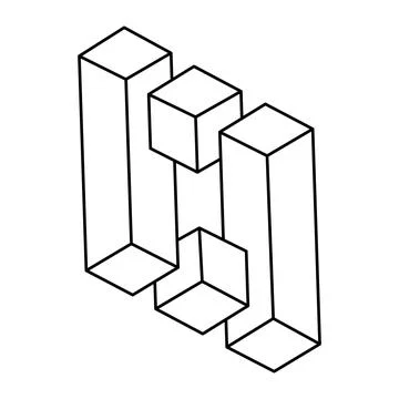 Impossible shapes, square, line design. Optical illusion objects. Op art. Stock Illustration