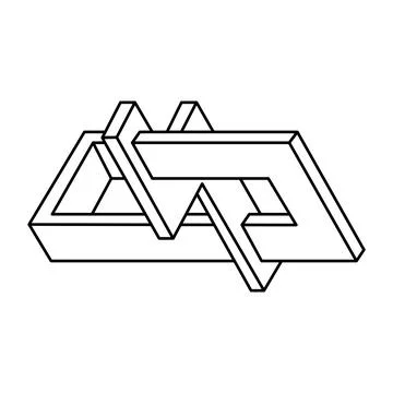 Impossible shapes. Web design element. Optical illusion objects. Line design. Stockillustratie