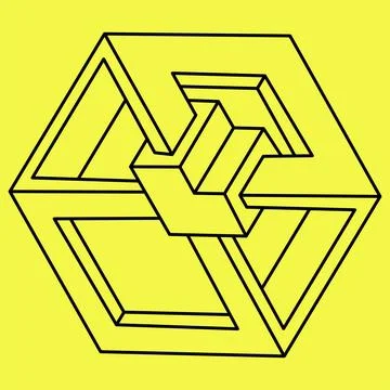 Impossible shapes. Web design element. Optical Illusion objects. Line design Stock Illustration