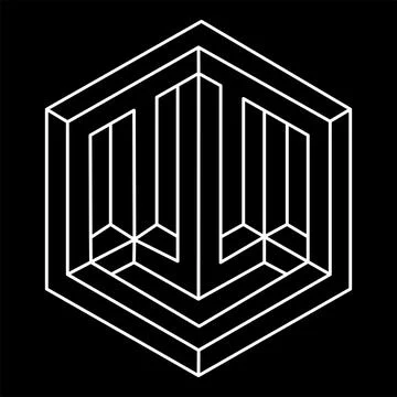 Impossible shapes. Web design element. Optical illusion object. Line design Stock Illustration