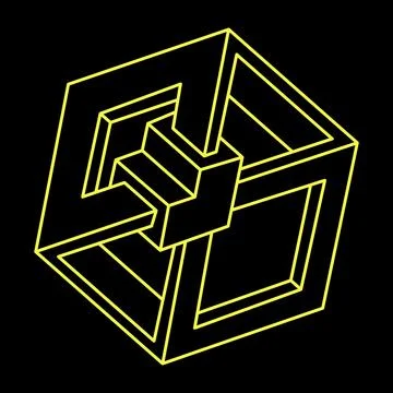 Impossible shapes. Web design element. Optical illusion objects. Line design Stock Illustration