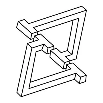 Impossible shapes. Web design elements. Optical illusion objects. Line design. Illustrazione stock