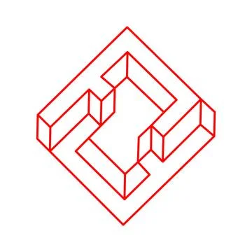 Impossible shapes. Web design elements. Optical Illusion objects. Line design. Stock Illustration