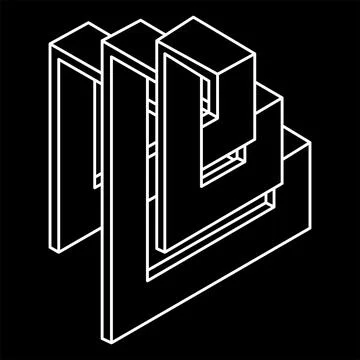 Impossible shapes. Web design elements. Optical illusion objects. Line design Stock Illustration