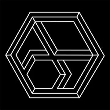 Impossible shapes. Web design elements. Optical illusion object. Line design Illustrazione stock