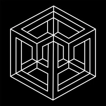 Impossible shapes. Web design elements. Optical illusion objects. Line design Illustrazione stock