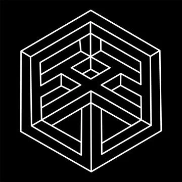 Impossible shapes. Web design elements. Optical illusion objects. Line design Stock Illustration