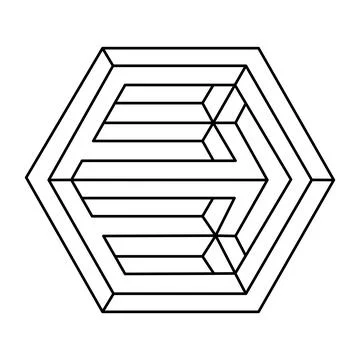 Impossible sign outline. Linear infinite shape. Impossible geometric figure. Stock Illustration