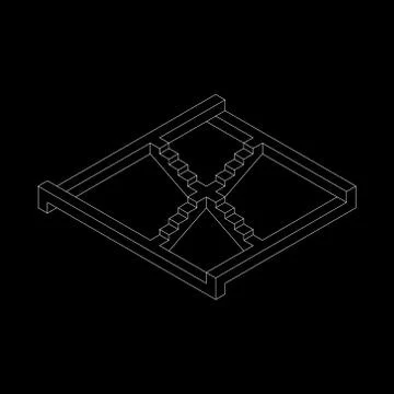 Impossible staircase. Isolated on black background. Vector outline illustrati 库存插图