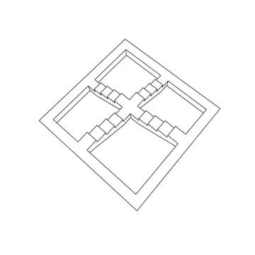 Impossible staircase. Isolated on white background. Vector outline illustrati 스톡 일러스트