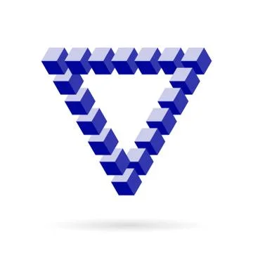 Impossible Triangle Of Cube Blocks Over White Stock Illustration