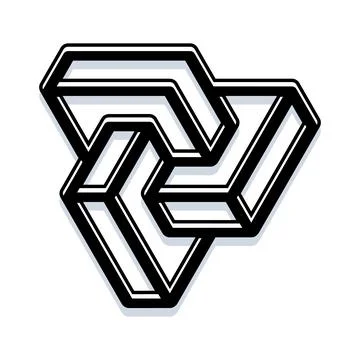 Impossible triangle object creating optical illusion geometry Stock Illustration